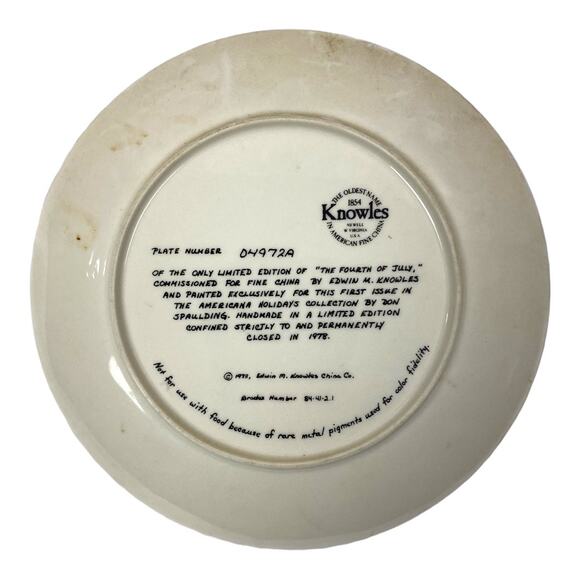 Fourth of July collector's plate Don Spaulding 1978 limited edition holiday - Picture 2 of 2